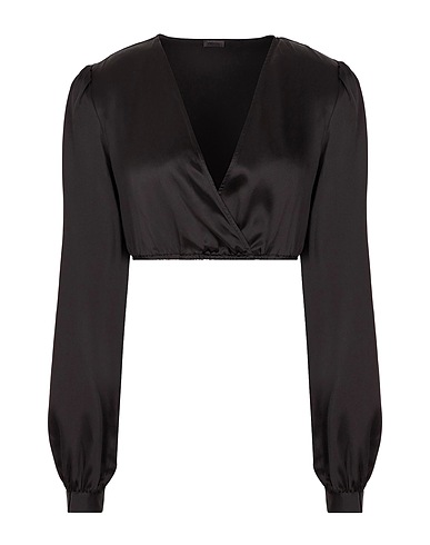 8 by YOOX Cropped Top SILK V-NECK CROP BLOUSE
 Schwarz 100% Seide