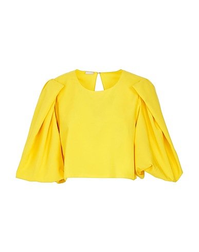 8 by YOOX Top PUFF-SLEEVE CROP TOP
 Yellow 100% Recycled polyester