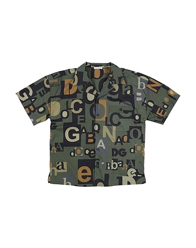 DOLCE&GABBANA Patterned shirt Military green 100% Cotton