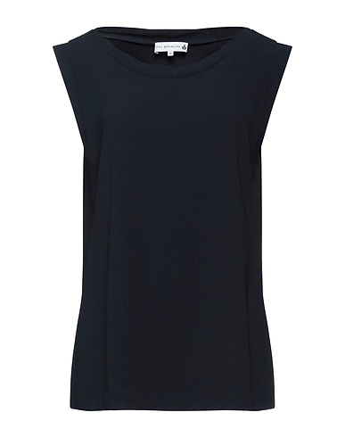 TH. BRAUN Basic T-Shirt Midnight blue 82% Triacetate, 18% Polyethylene