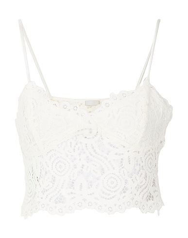 8 by YOOX Bustier LACE CORSET CROP TOP
 Ivory 42% Cotton, 33% Viscose, 24% Polyamide, 1% Polyester