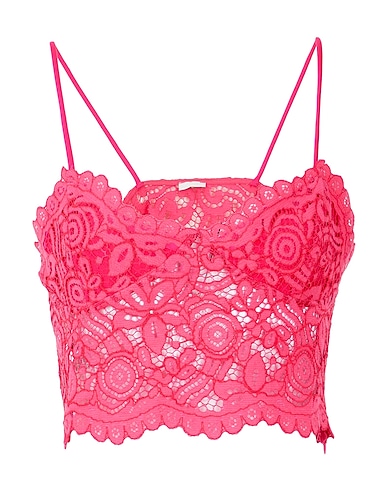 8 by YOOX Bustier LACE CORSET CROP TOP
 Magenta 42% Cotton, 33% Viscose, 24% Polyamide, 1% Polyester