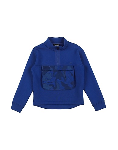EMPORIO ARMANI Hooded track jacket  Blue 69% Polyester, 25% Viscose, 6% Elastane