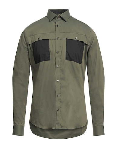 Q1 Camicia fantasia Verde militare 72% Cotone, 25% Poliammide, 3% Elastan