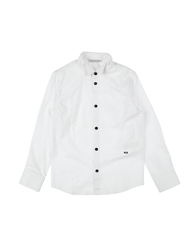 MANUEL RITZ Solid colour shirt White 97% Cotton, 3% Elastane