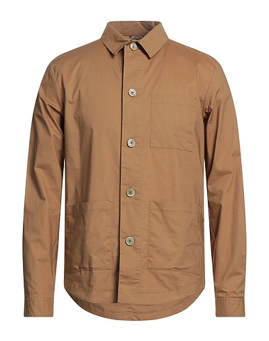 GREY DANIELE ALESSANDRINI Solid colour shirt Camel 95% Cotton, 5% Elastane