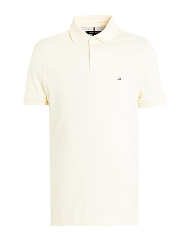 TOMMY HILFIGER Polo shirt Cream 96% Cotton, 4% Elastane
