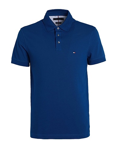 TOMMY HILFIGER Polo shirt Blue 96% Cotton, 4% Elastane