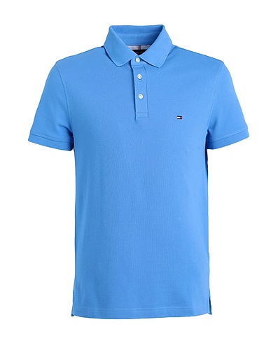 TOMMY HILFIGER Polo shirt Light blue 96% Cotton, 4% Elastane