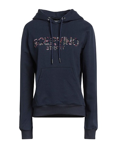 SCERVINO Hooded sweatshirt Midnight blue 95% Cotton, 5% Elastane