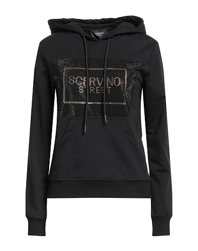 SCERVINO Hooded track jacket  Black 95% Cotton, 5% Elastane