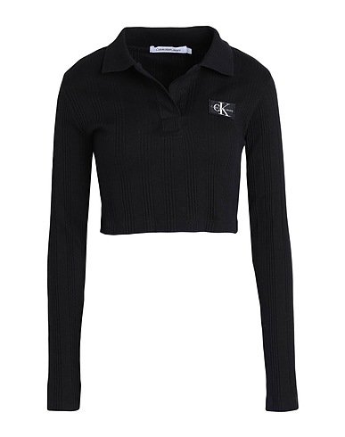 CALVIN KLEIN JEANS Crop top Nero 95% Cotone, 5% Elastan