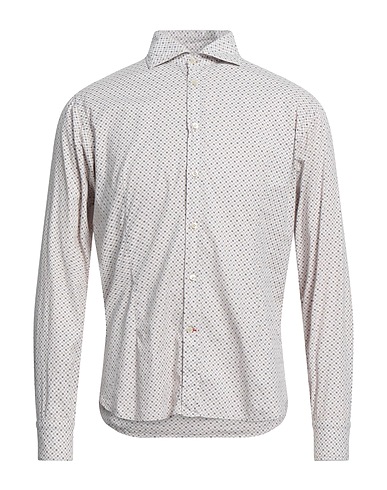 BRIAN DALES Patterned shirt Taupe 97% Cotton, 3% Elastane