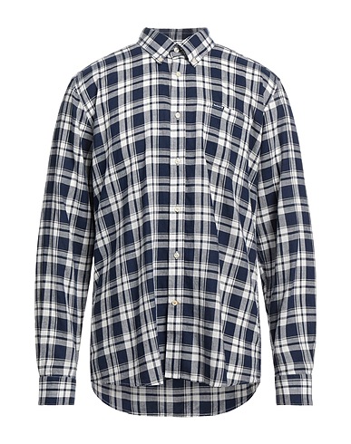 BARBOUR Checked shirt Midnight blue 70% Lyocell, 30% Linen