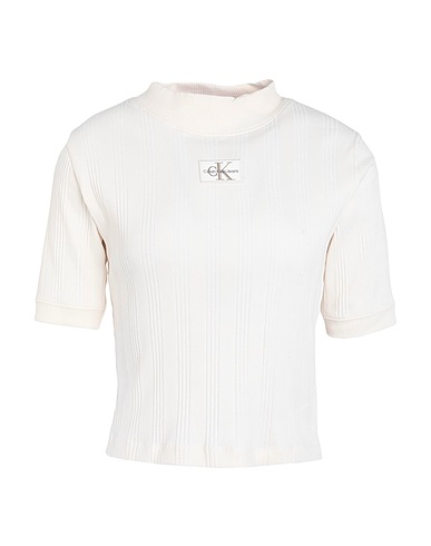 CALVIN KLEIN JEANS T-shirt Ivory 95% Cotton, 5% Elastane