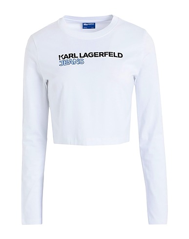 KARL LAGERFELD JEANS Crop top KLJ CROPPED LSLV LOGO TEE
 Bianco 100% Cotone organico