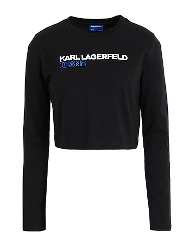 KARL LAGERFELD JEANS Crop top KLJ CROPPED LSLV LOGO TEE
 Nero 100% Cotone organico