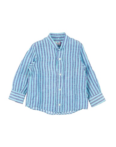 BARONIO Patterned shirt Turquoise 100% Linen