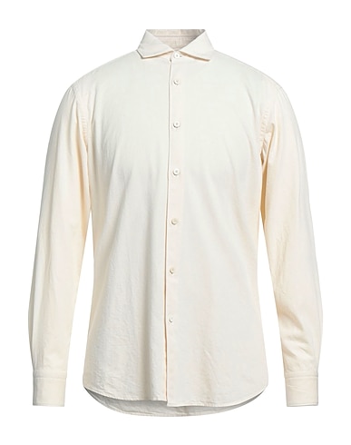 ZEGNA Solid color shirt Ivory 100% Cotton