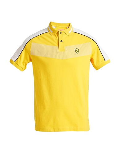 SCUDERIA FERRARI Polo shirt Yellow 95% Cotton, 5% Elastane