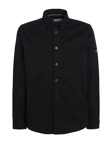 CALVIN KLEIN JEANS Solid colour shirt Black 98% Cotton, 2% Elastane