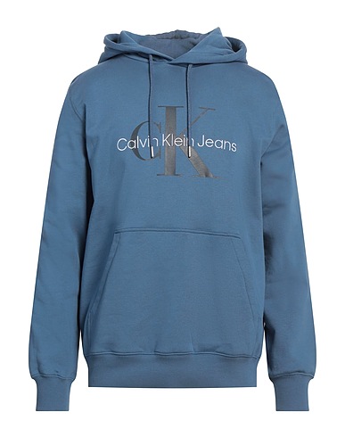 CALVIN KLEIN JEANS Hooded track jacket  Slate blue 100% Cotton
