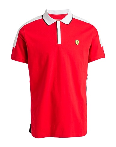 SCUDERIA FERRARI Polo shirt Red 95% Cotton, 5% Elastane