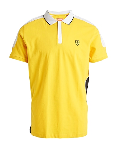SCUDERIA FERRARI Polo shirt Yellow 95% Cotton, 5% Elastane