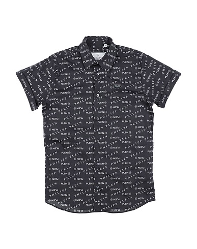 PHILIPP PLEIN Patterned shirt Black 98% Cotton, 2% Elastane