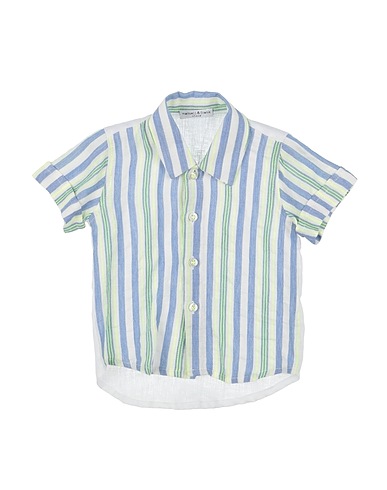 MANUELL & FRANK Patterned shirt Blue 80% Viscose, 16% Linen, 4% Acrylic