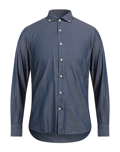 INGRAM Patterned shirt Slate blue 100% Cotton