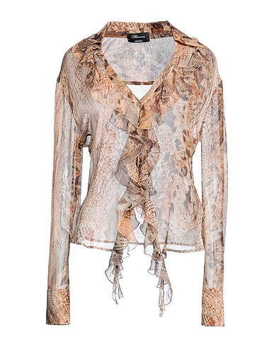 BLUMARINE Patterned shirts & blouses Khaki 100% Silk