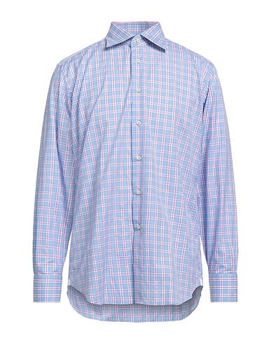 CALIBAN Checked shirt Sky blue 100% Cotton