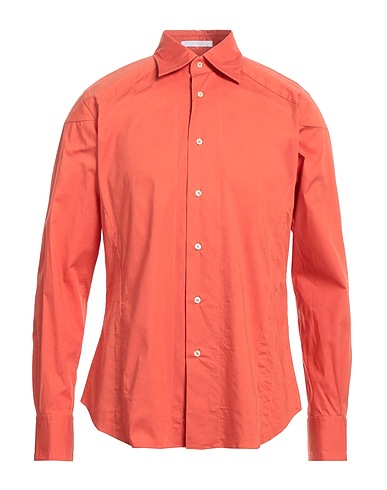 CALIBAN Solid colour shirt Orange 97% Cotton, 3% Elastane