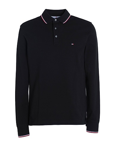 TOMMY HILFIGER Polo shirt Black 96% Organic cotton, 4% Elastane