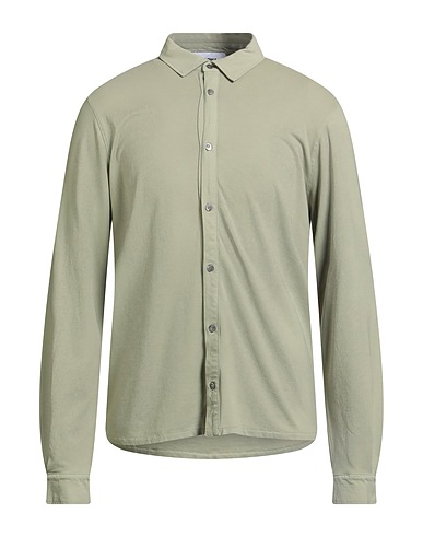 ALPHA STUDIO Solid color shirt VERDE SALVIA 98% Cotton, 2% Elastane