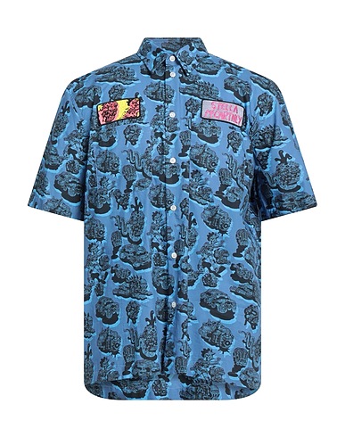 STELLA McCARTNEY MEN Patterned shirt Pastel blue 100% Cotton, Viscose