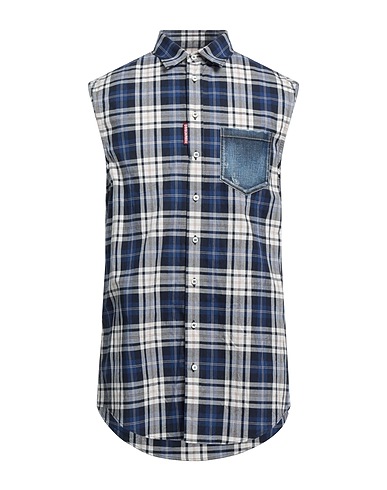 DSQUARED2 Checked shirt Blue 100% Cotton, Elastane