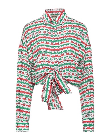 ALESSANDRO ENRIQUEZ Patterned shirts & blouses Green 98% Polyester, 2% Elastane