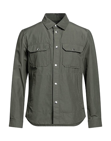 WOOLRICH Solid colour shirt Military green 64% Cotton, 36% Polyamide