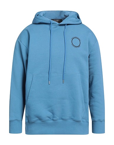STELLA McCARTNEY MEN Hooded track jacket  Pastel blue 100% Cotton, Elastane