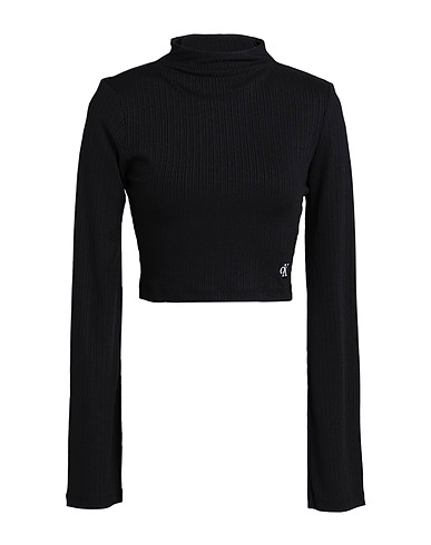 CALVIN KLEIN JEANS Crop top Black 95% Polyester, 5% Elastane