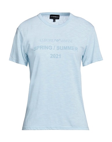EMPORIO ARMANI T-shirt Celeste 65% Poliestere, 35% Lino