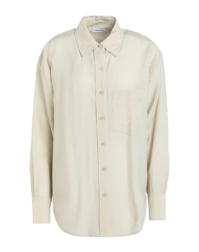 CALVIN KLEIN Solid colour shirts & blouses Sage green 83% Tencel™ Lyocell, 17% Nylon