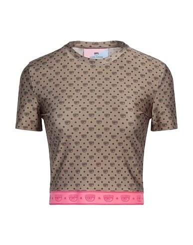 CHIARA FERRAGNI Crop top Khaki 80% Polyamide, 20% Elastane