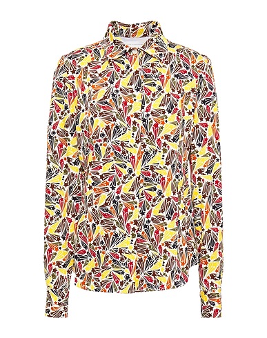 VICTORIA BECKHAM Patterned shirts & blouses Yellow 96% Viscose, 4% Elastane, Mother-of-pearl