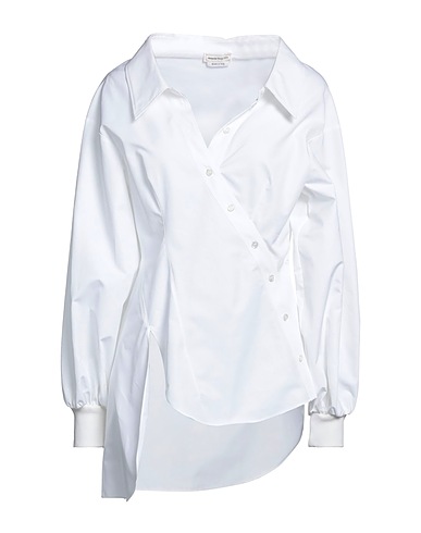 MCQUEEN Solid color shirts & blouses Off white 100% Cotton, Silk, Polyamide, Elastane