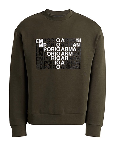 EMPORIO ARMANI Sweatshirt Dark green 76% Cotton, 18% Polyester, 6% Elastane
