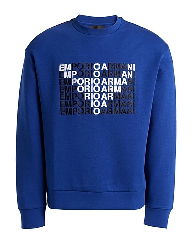 EMPORIO ARMANI Sweatshirt Blue 76% Cotton, 18% Polyester, 6% Elastane