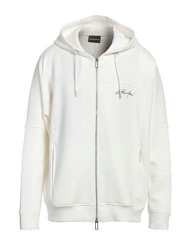 EMPORIO ARMANI Hooded sweatshirt Off white 76% Cotton, 18% Polyester, 6% Elastane